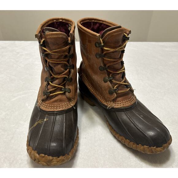 LL BEAN Boots Men’s Size 8 Brown Waterproof Duck Gore Tex Leather Lace Up Ankle - Picture 1 of 10